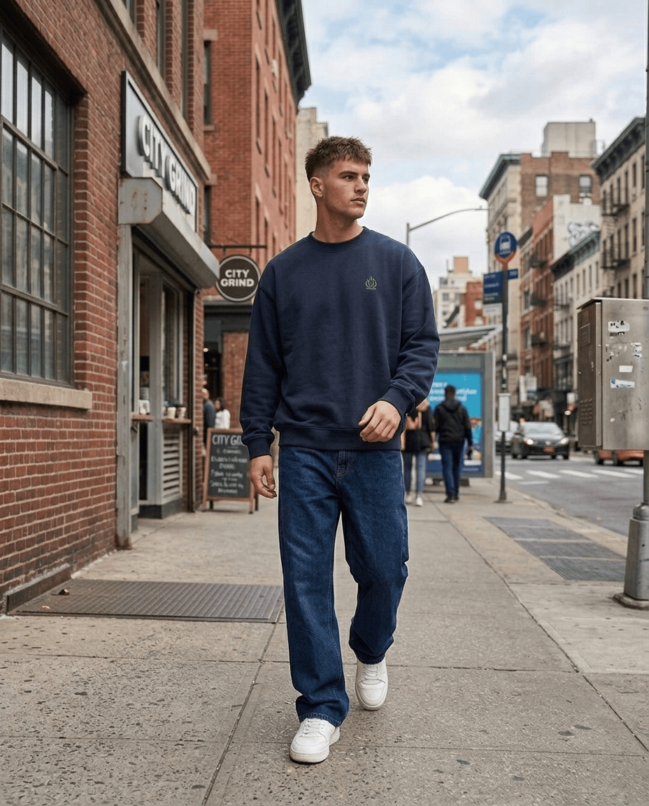 Man wearing Basics collection on the street