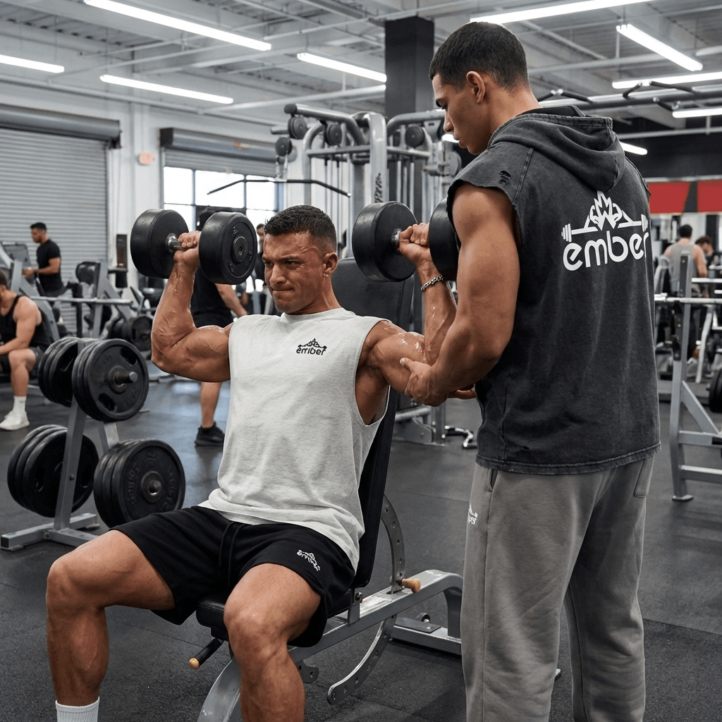 Partner training in the gym wearing Ignite