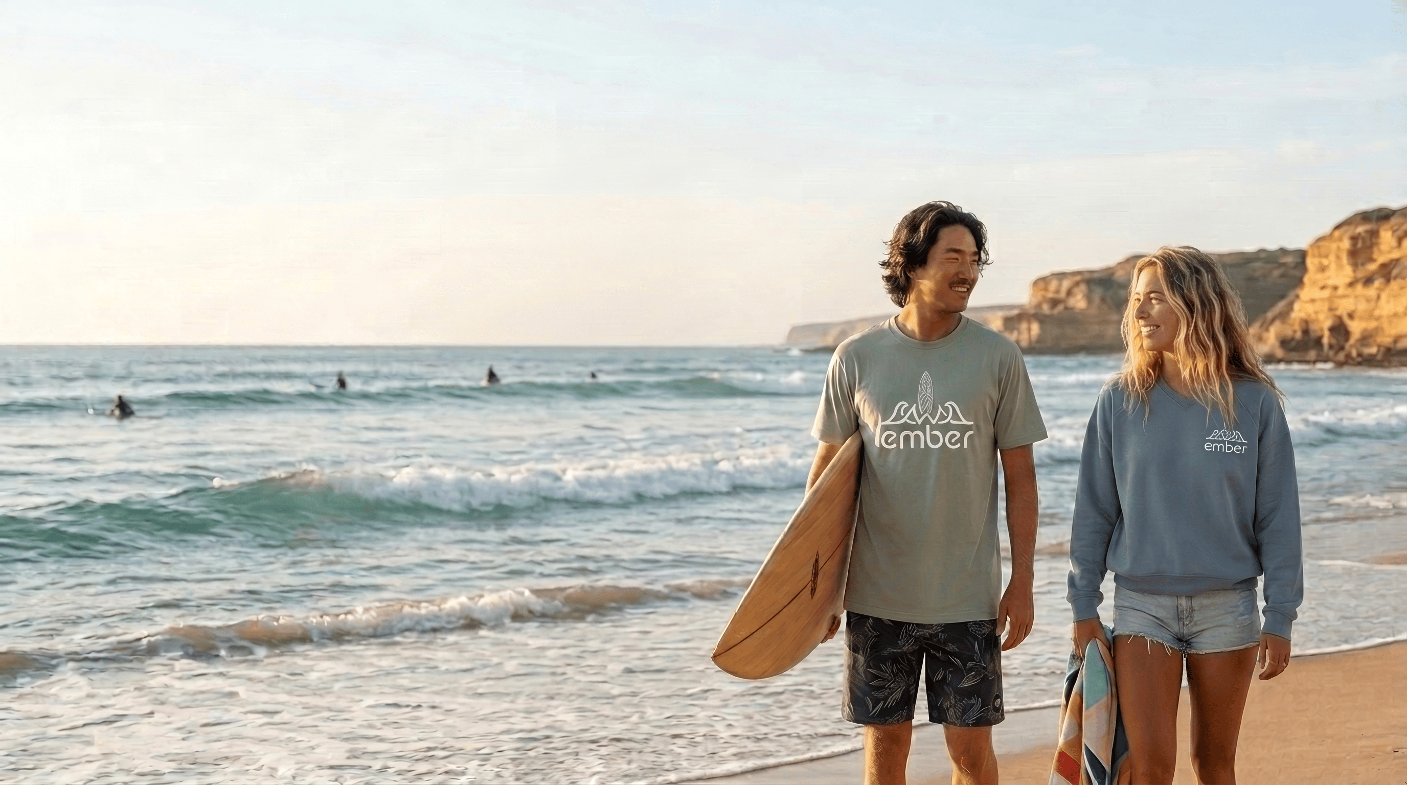Ember summer look featuring the Izu collection by the coast